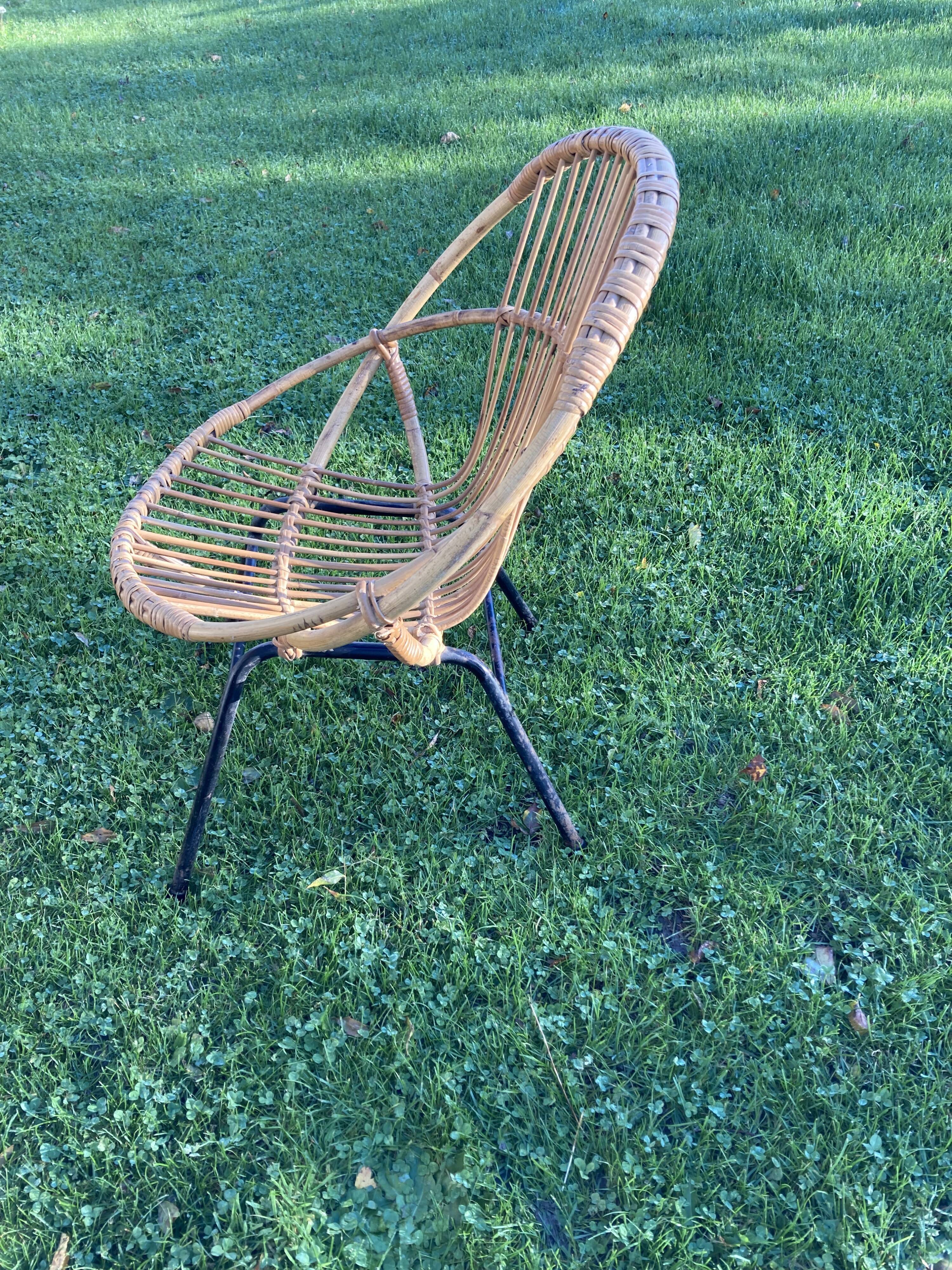 Rattan armchair Dirk Van Sliedregt for Rohe Noordewolde 60s