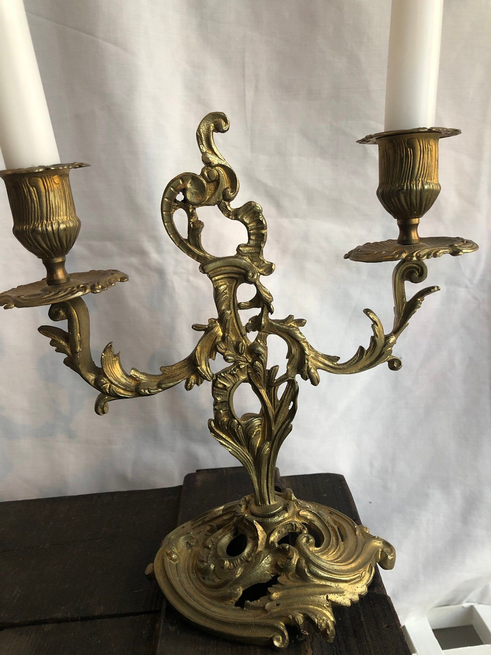 Pair of candlesticks in chiseled bronze and gilded 19th century France