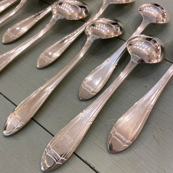 Series of 12 Art Deco table spoons in silver metal