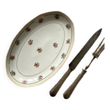 Oval serving dish M and S Berry small flowers and gilding old Limoges porcelain ACC-7108