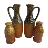 Vintage wooden and ceramic condiment set