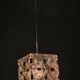 1970s Czech Geometric Pressed Glass and Chrome Cube Pendant Light