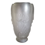 Joseph Inwald - Art Deco vase in pressed molded frosted glass, poppy motifs