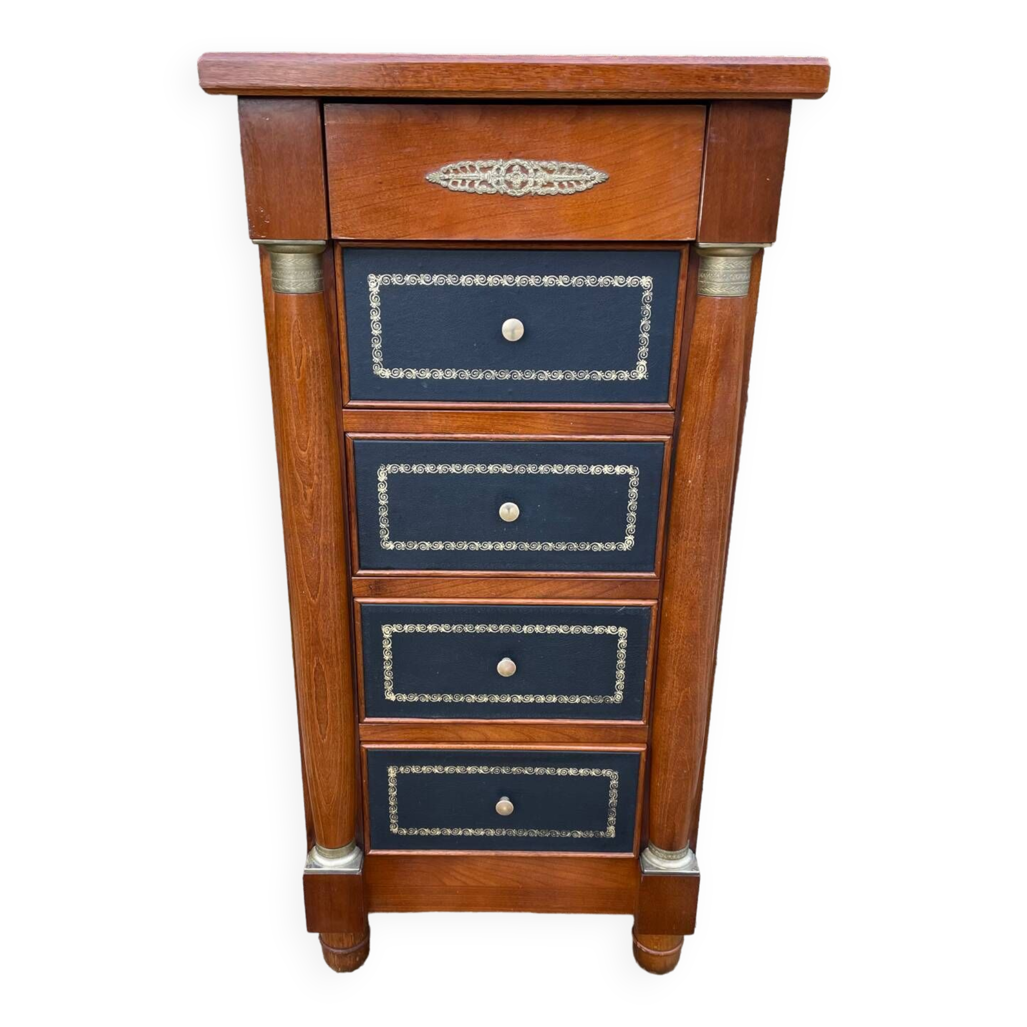 Small empire style solid mahogany writing chest of drawers