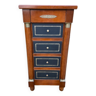 Small empire style solid mahogany writing chest of drawers