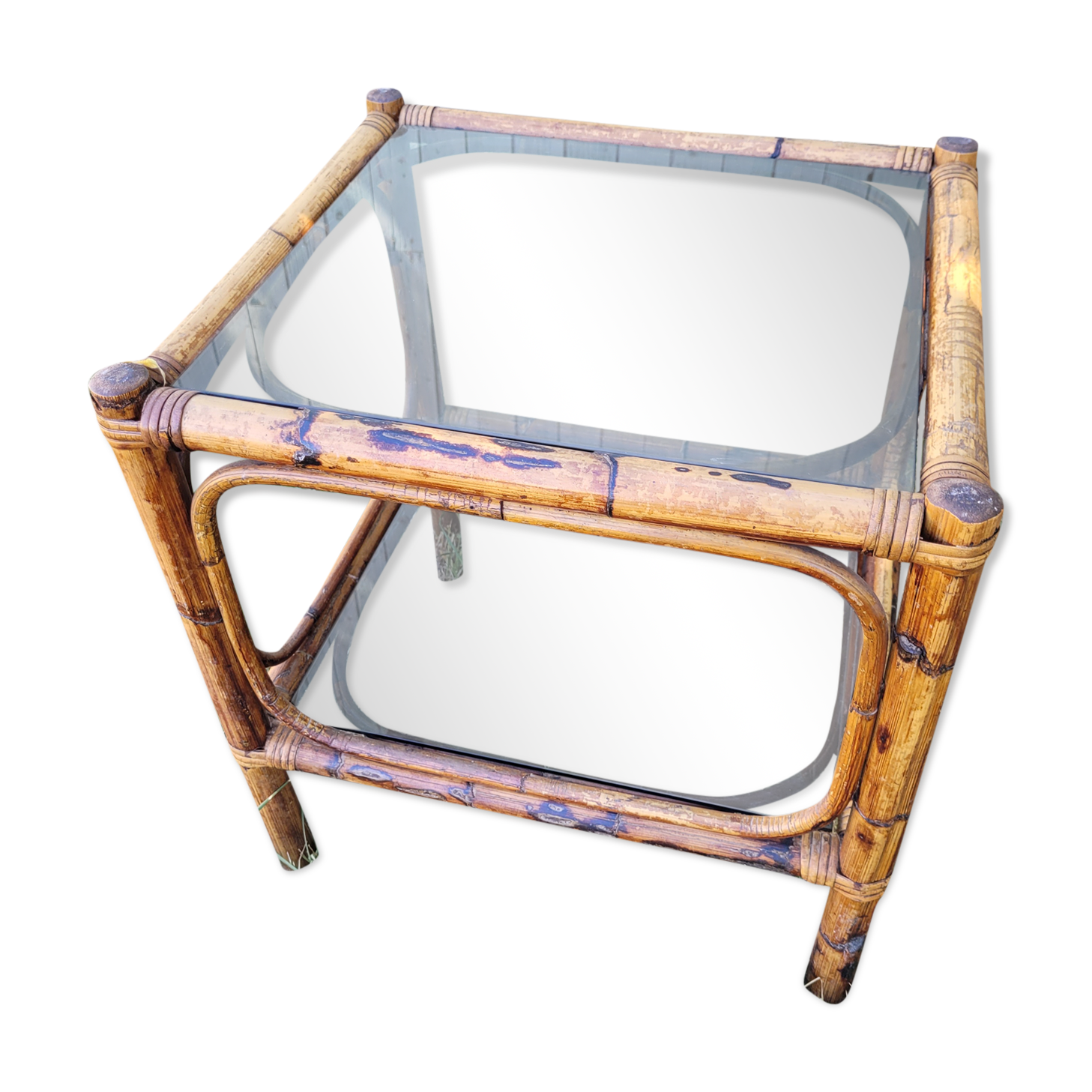 Rattan coffee table and smoked glass