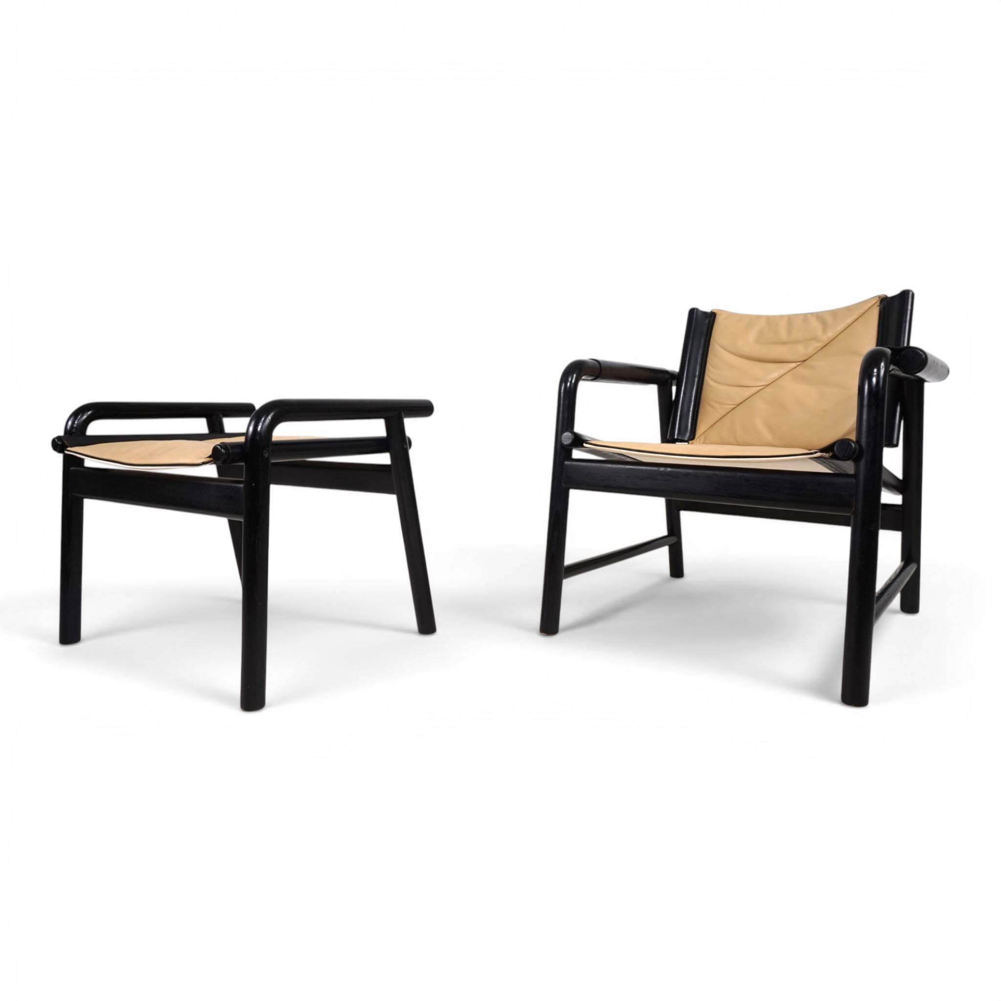 WK Möbel Leather Lounge Chair with Ottoman – Attributed to Hans Eichenberge