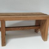 Vintage solid pine slatted low stool