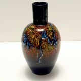 Multicolored Glazed Earthenware Vase by Roberto Rigon for Bertoncello, Ital
