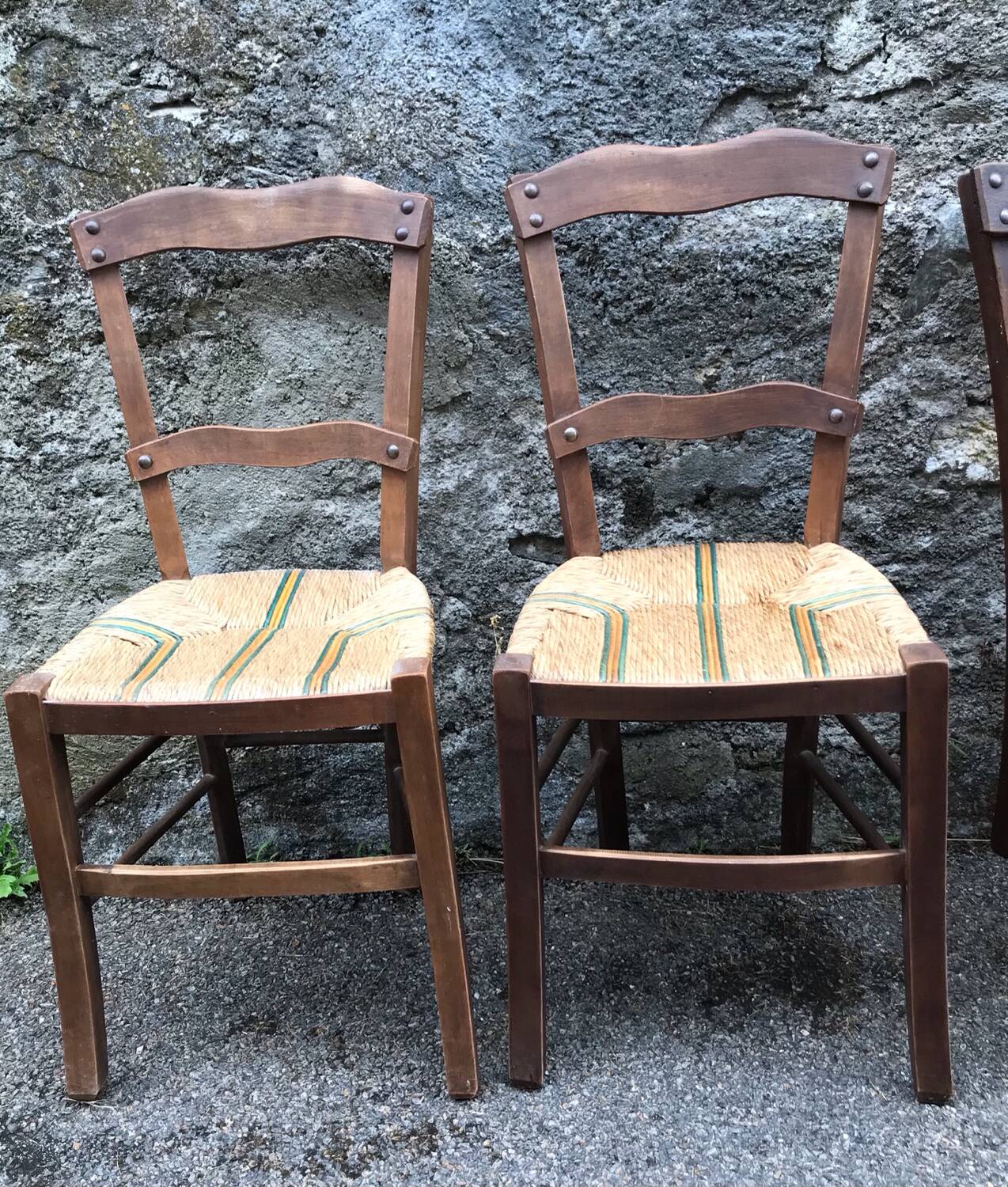 Set of 6 straw bistro chairs