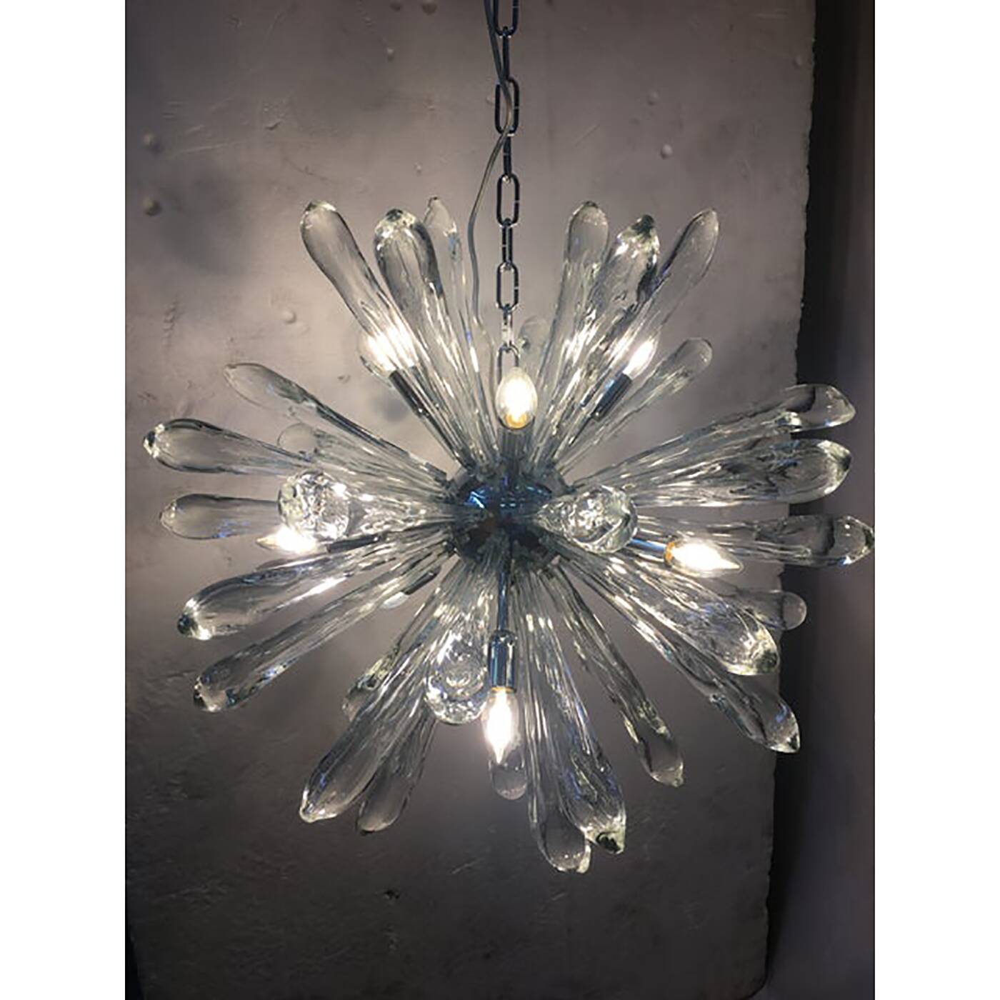 Murano Glass Ice Clear Sputnik Italian Chandelier