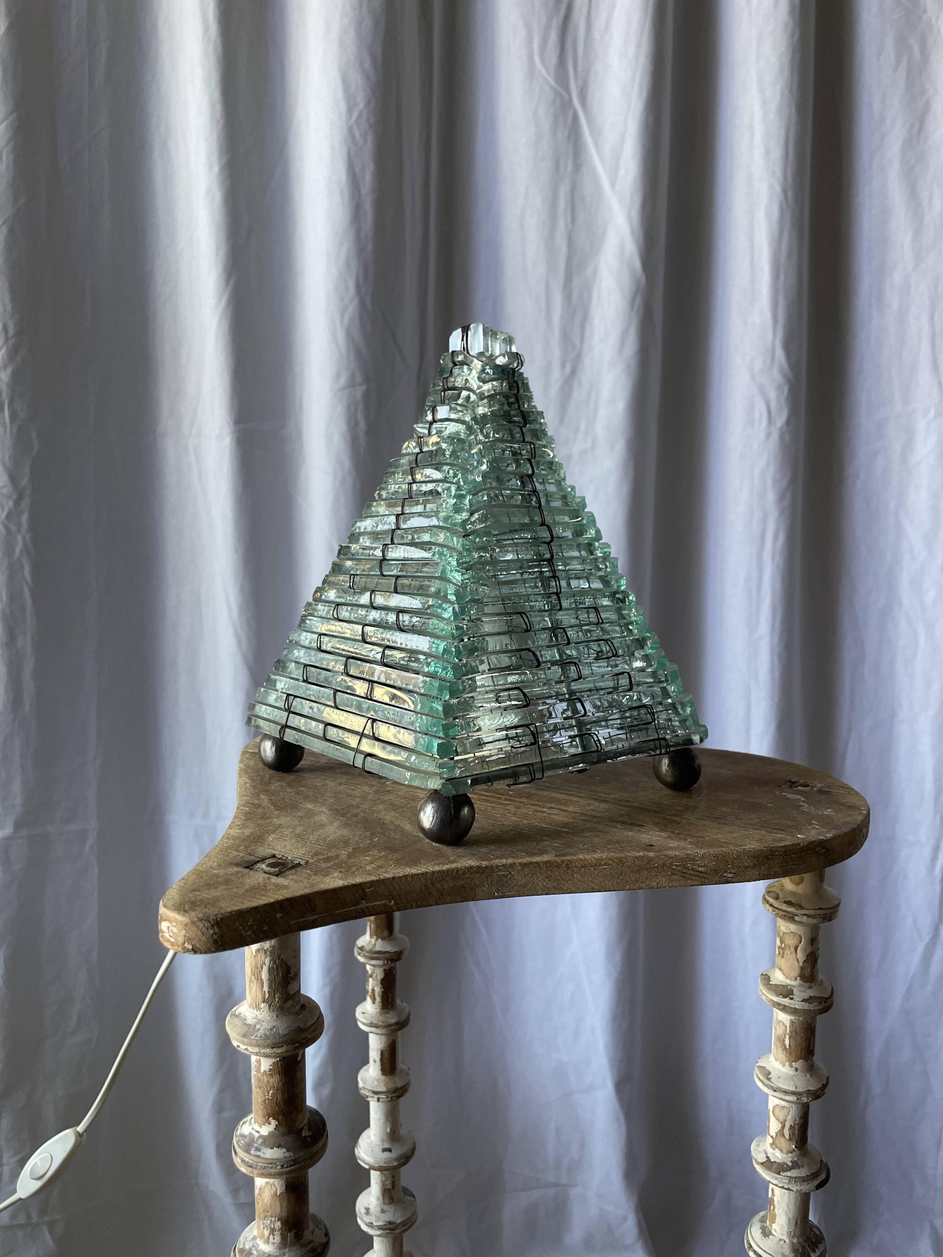 Brutalist glass lamp from the 1970s.