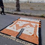Moroccan wool rug handwoven 3x2 m