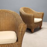 Two wicker armchairs