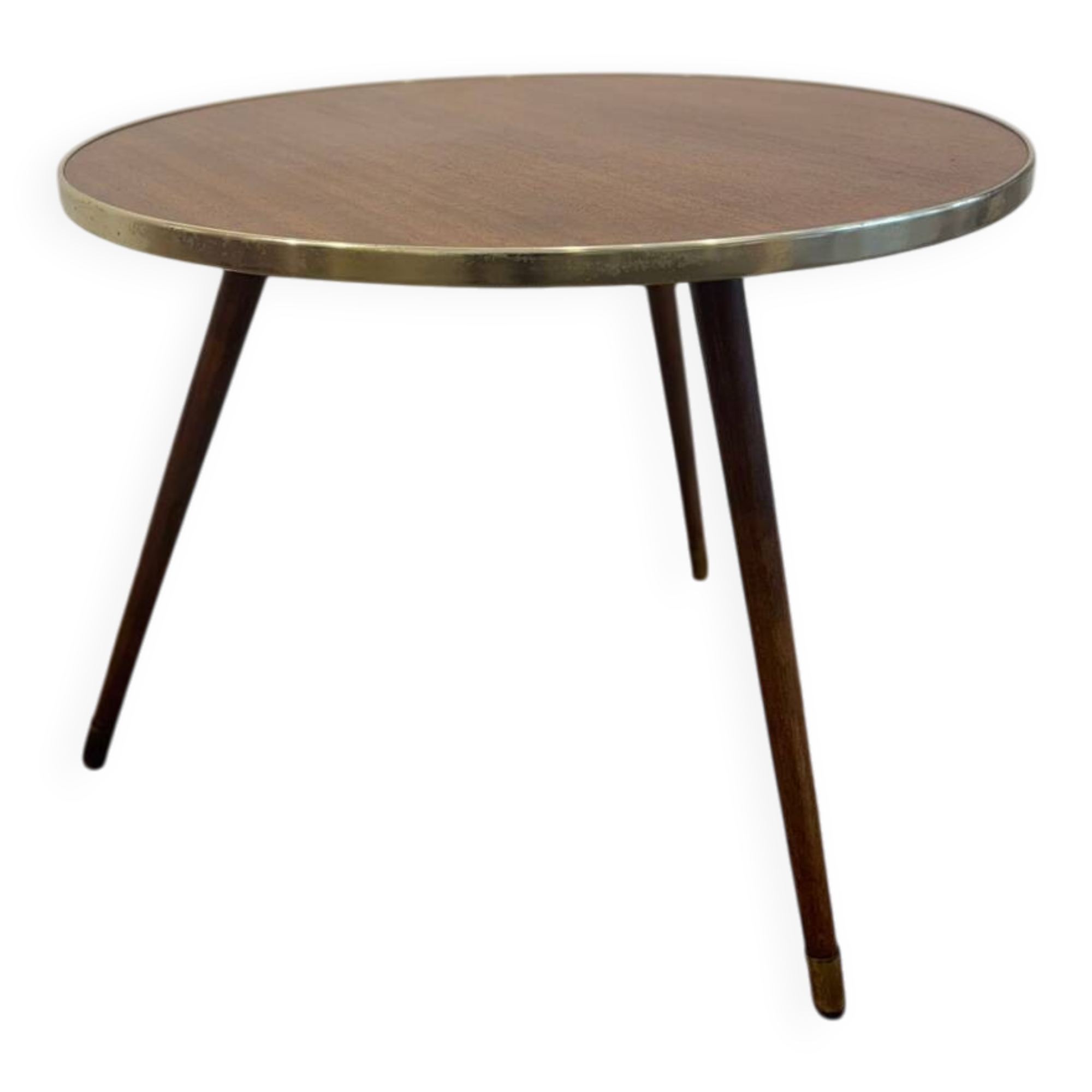 Vintage wooden coffee table with compass legs