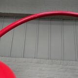 Red arc floor lamp with oval tulip base - italy 1970's