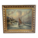 Oil on canvas marine signed G.S. Warth – Coastal village and sailing boats