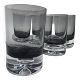 5 70's large bubble black smoked whiskey glasses