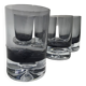 5 70's large bubble black smoked whiskey glasses
