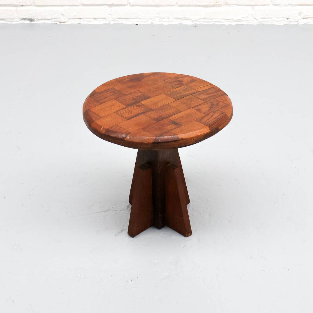 Wabi-sabi Brutalist Wooden Side Table