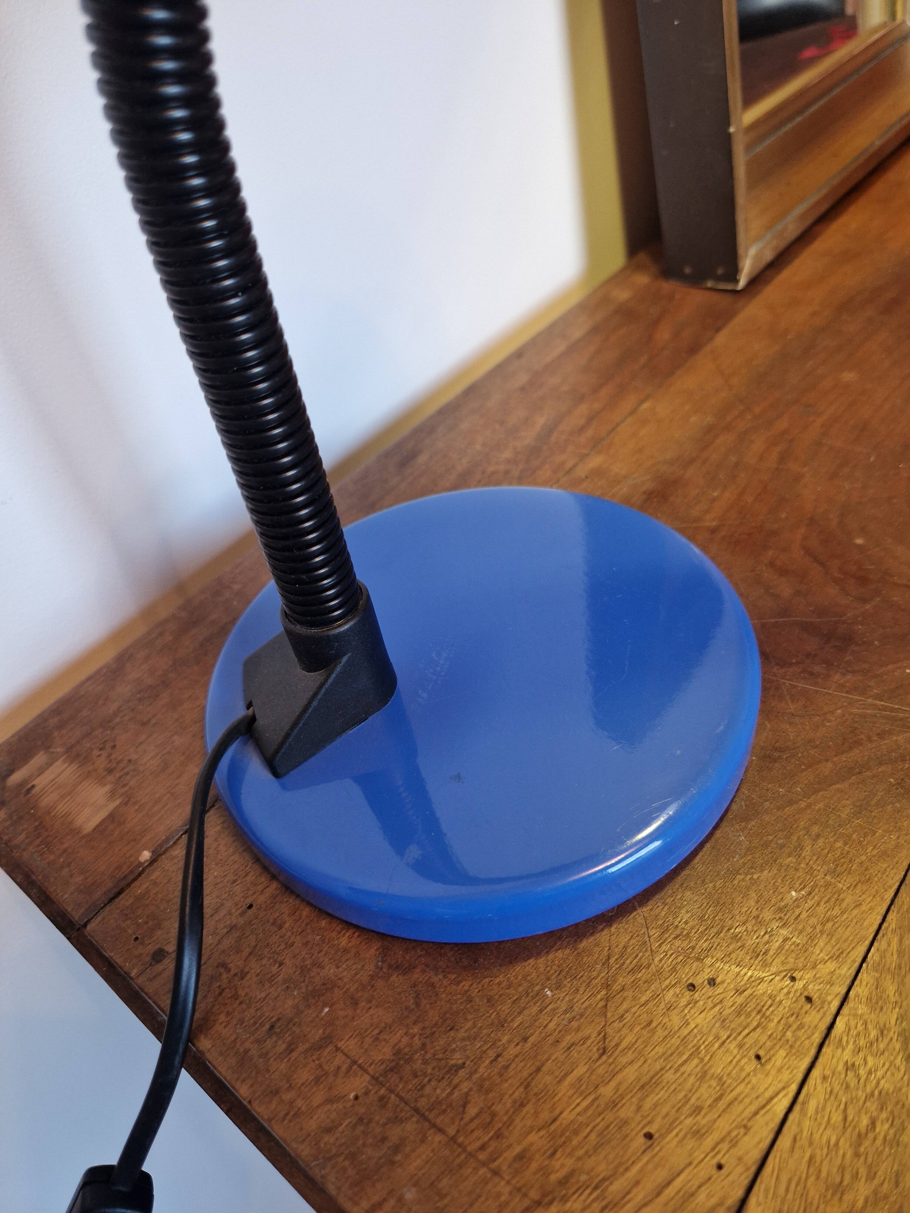 Brilliant German desk lamp — vintage style, electric blue