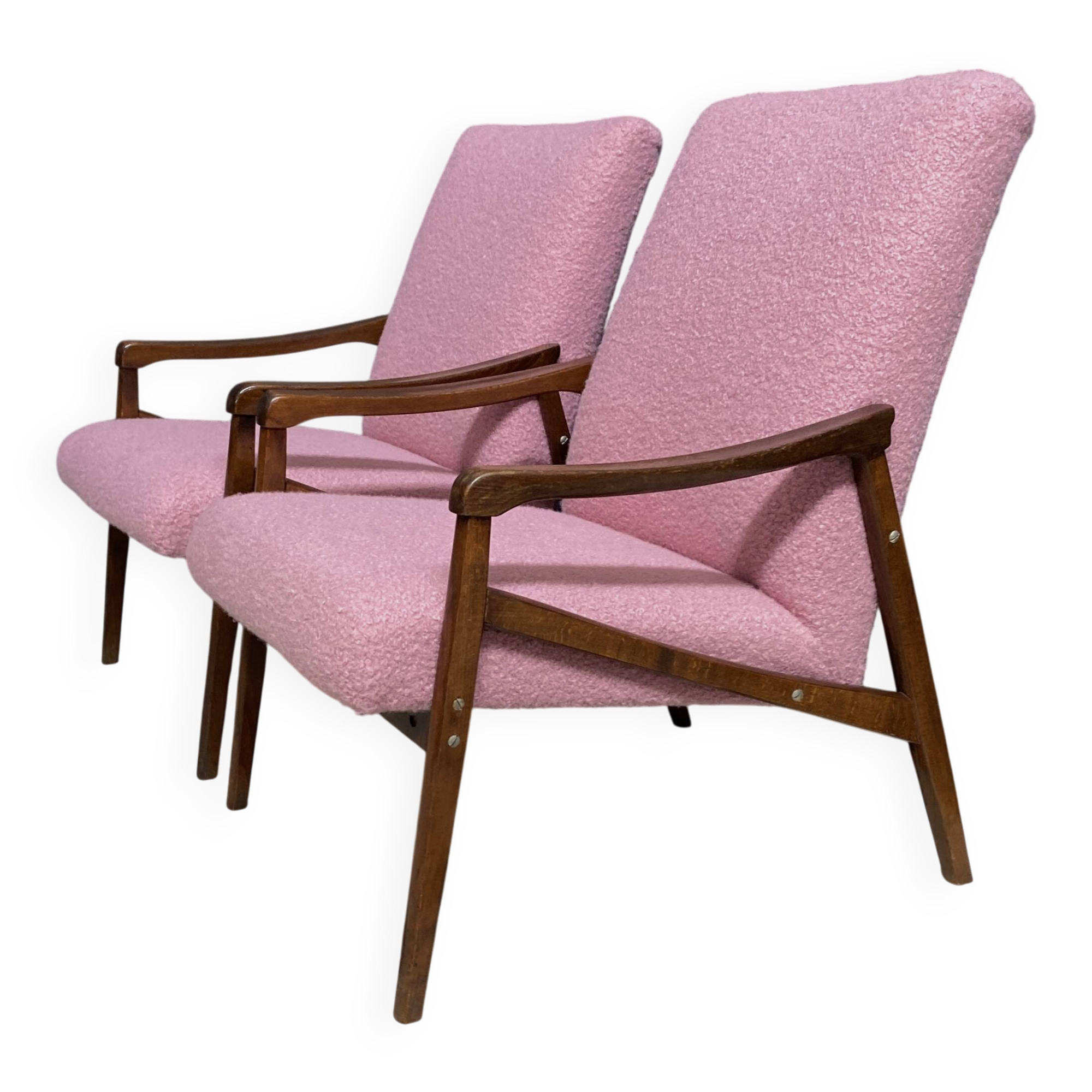Pink Boucle Jiri Jiroutek chairs 1960s