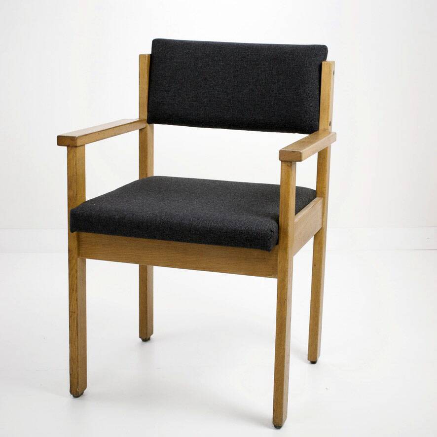 Office armchair, Bridge, in brutalist oak, vintage