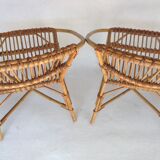 Pair of vintage rattan armchairs