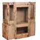 Former art deco cabinet in original burmese teak ecru patina