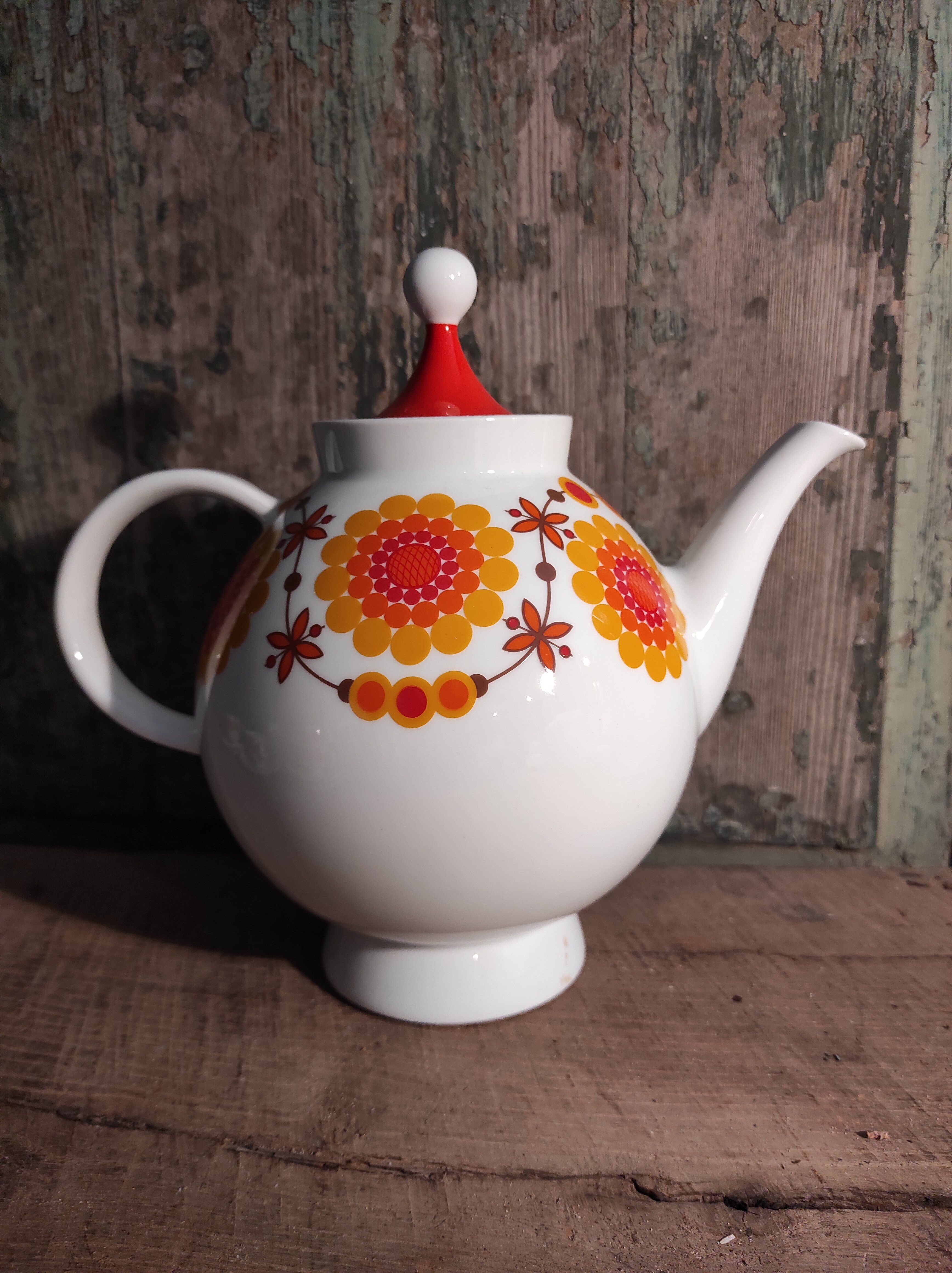 Mid Century Schumann Arzberg German porcelain coffee set in orange and yellow