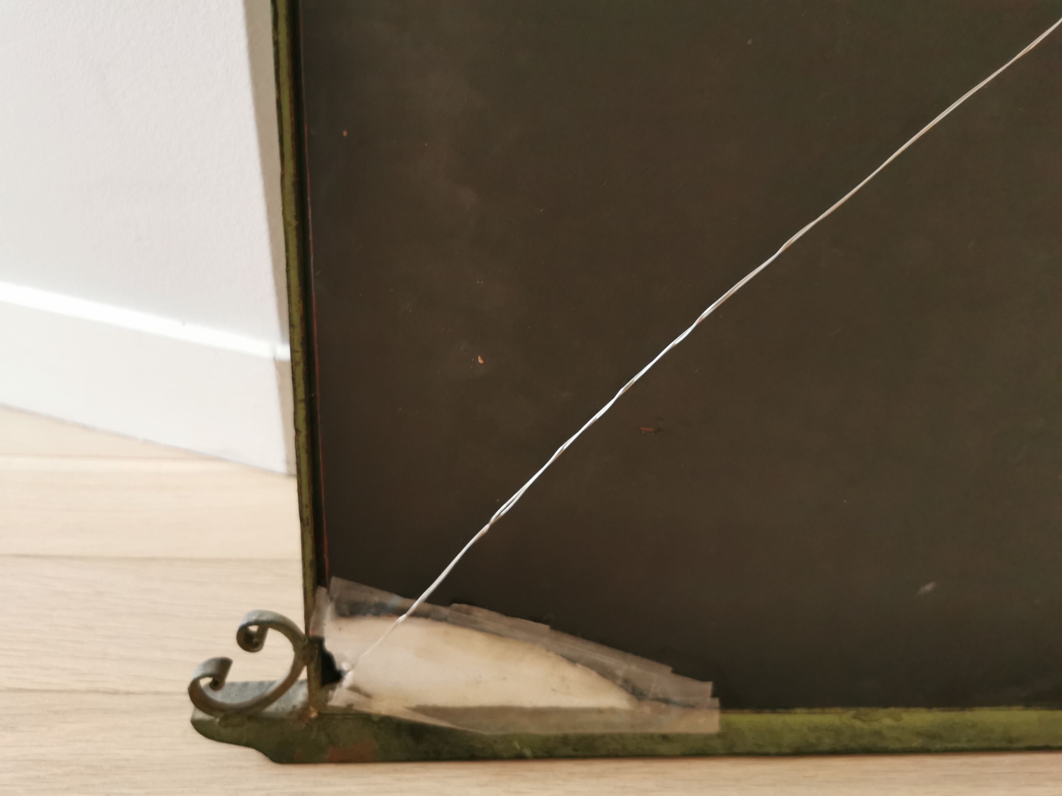 Console and mirror set - wrought iron and marble - 30s