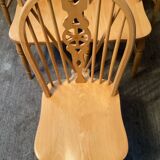 Set of 6 Dutch chairs in solid beech wood.