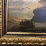 19th century oil on canvas, Low Tide, Framed Seascape