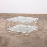 French Coffee Table Lucite and Glass Maison Romeo, 1970s