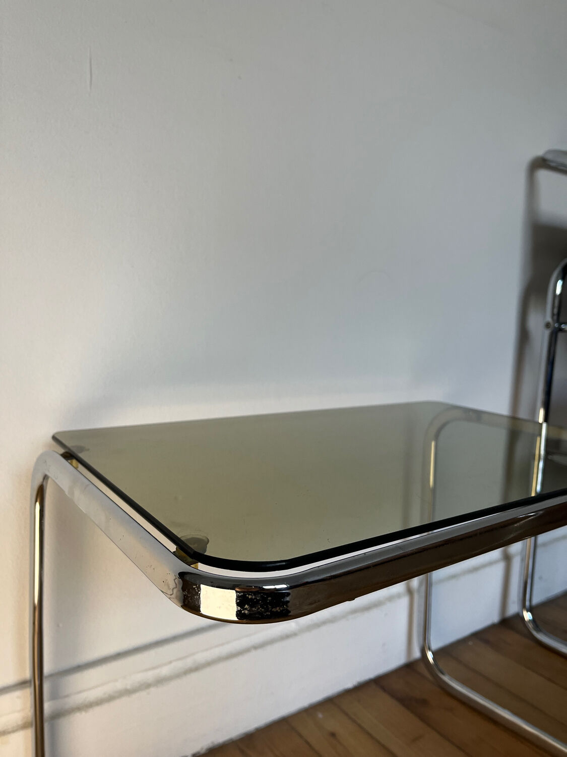 Vintage smoked glass side table