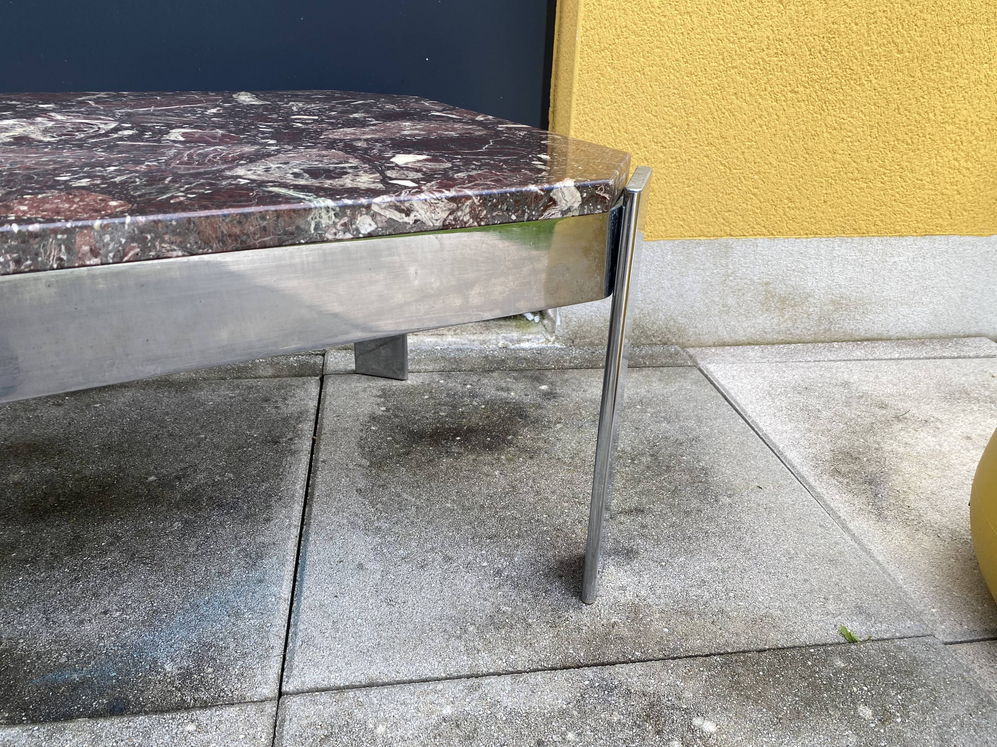 Vintage coffee table 70s marble top & chrome legs