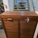 Antique double curtain oak cabinet