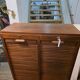 Antique double curtain oak cabinet
