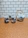 Japanese tea service stoneware bamboo teapot 6 cups 70s hand-painted blueberry