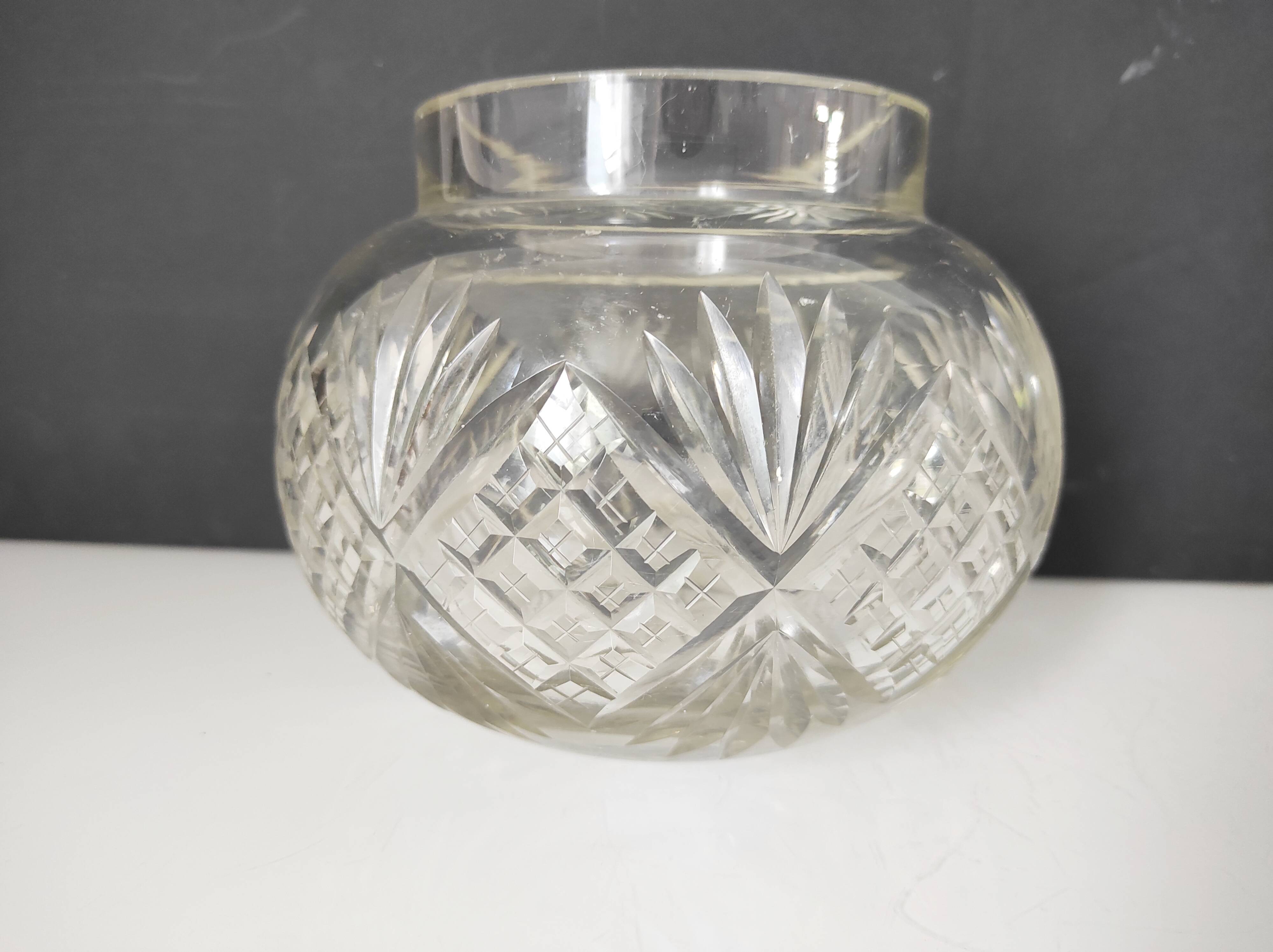 Cut crystal ball vase