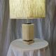 Stone, black marble and mottled silk table lamp