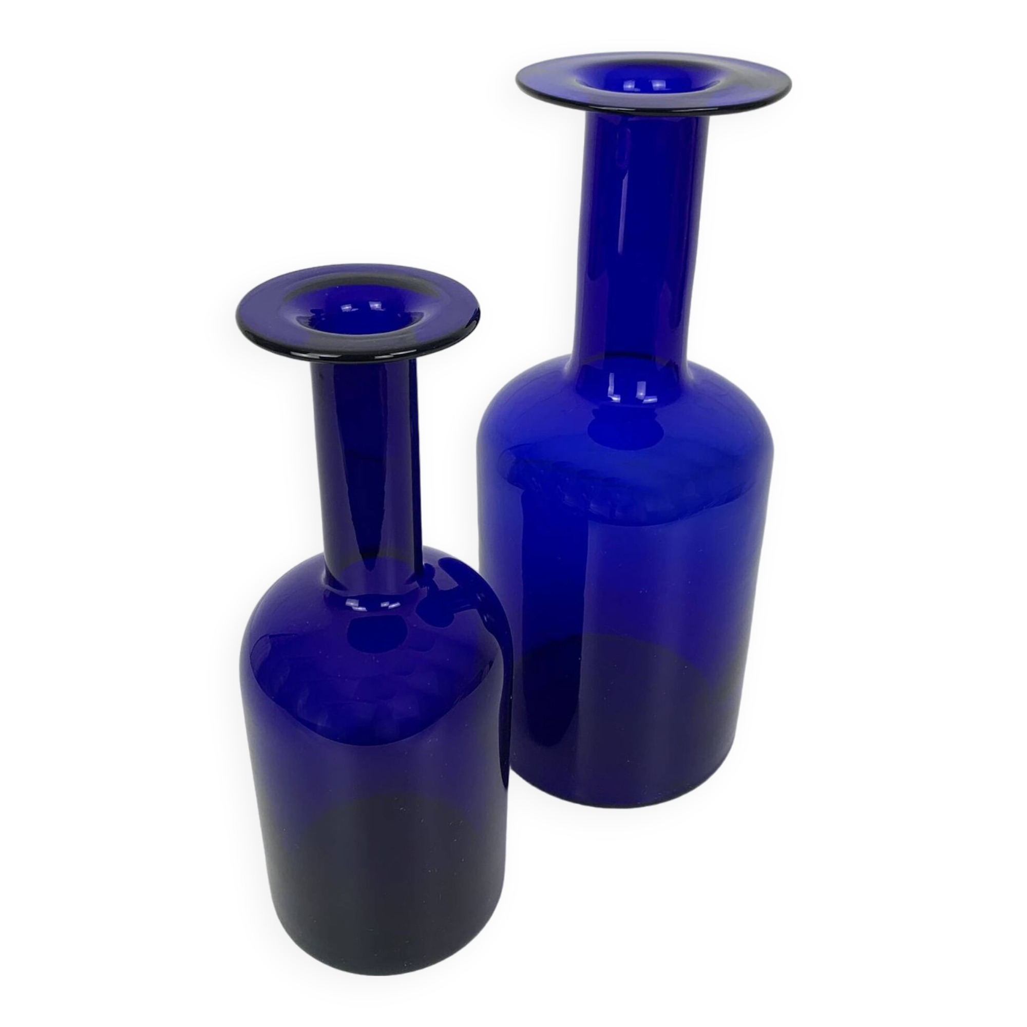 Pair of Danish Holmegaard Gulv vases design Otto Brauer in cobalt blue glass