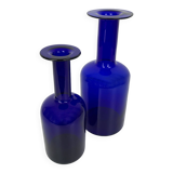 Pair of Danish Holmegaard Gulv vases design Otto Brauer in cobalt blue glass