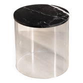 Table d’appoint design en plexiglas et marbre noir – Seventies