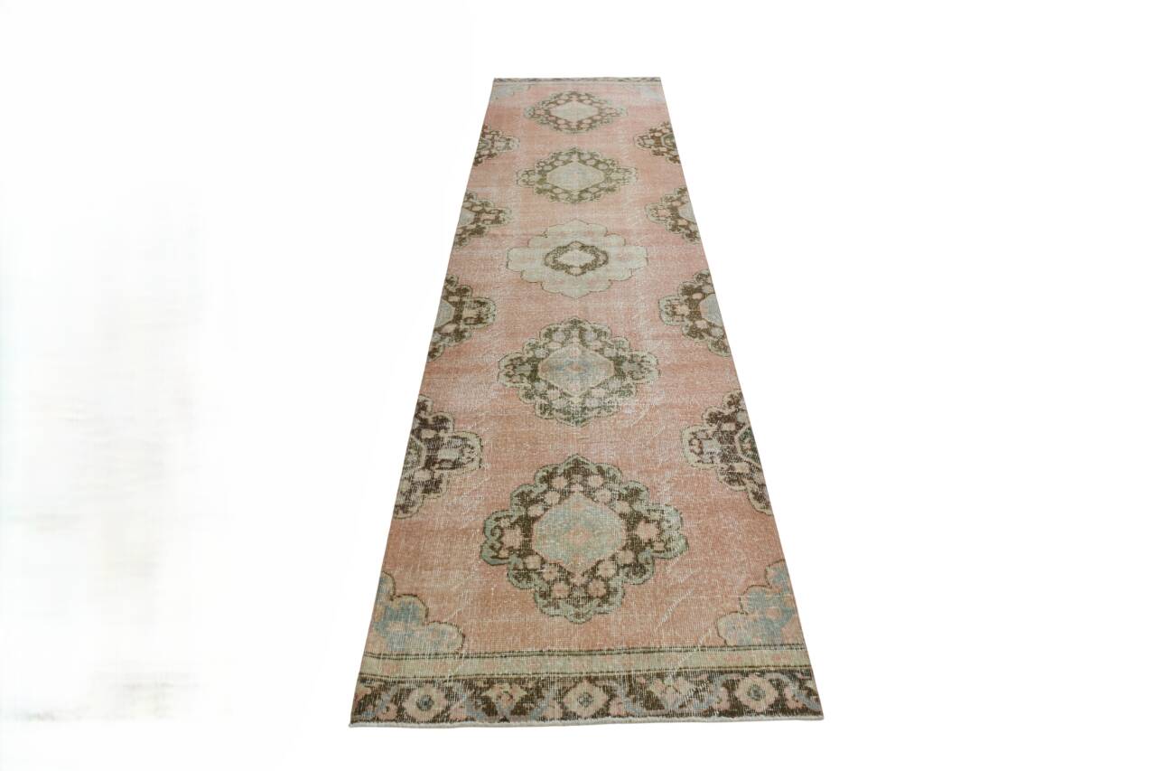 3x12 Vintage Blush Pink Classic Persian Runner Rug, 90x358Cm