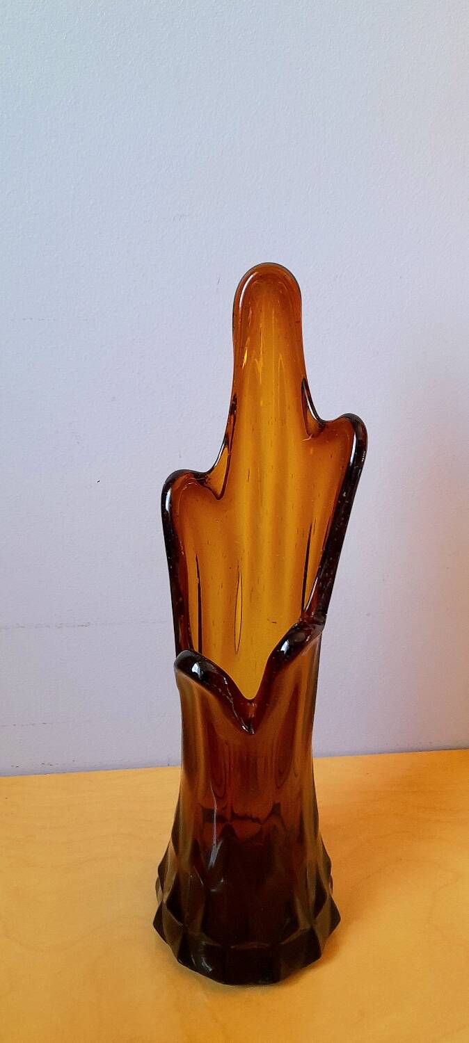 Amber glass vase 70s