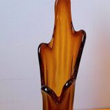 Amber glass vase 70s