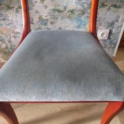 Rare - Set of 4 Louis Philippe/restoration style chairs with medallion - Colour blue / cherry wood
