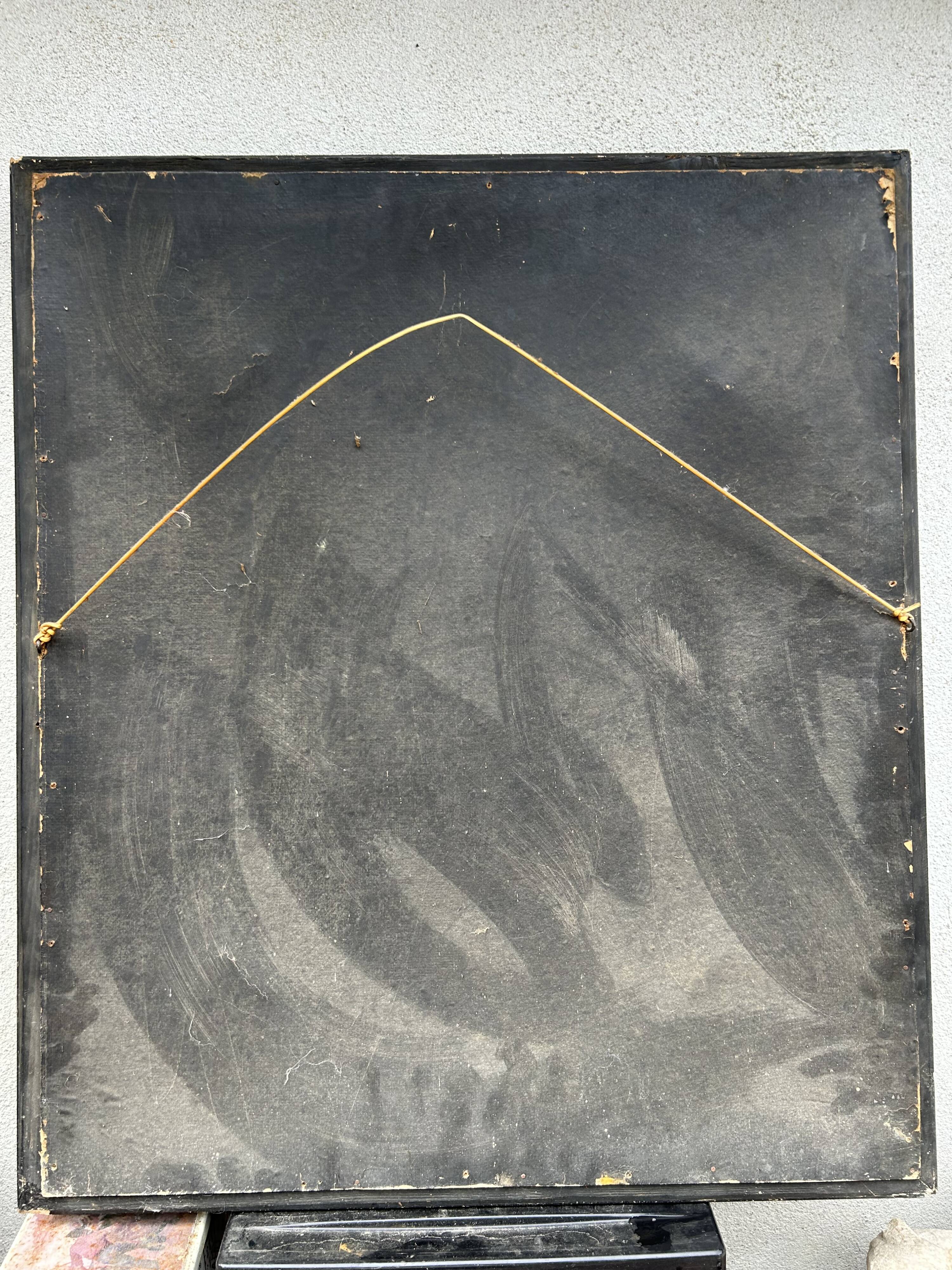 Painting of a bouquet of flowers on a panel in a medallion frame, Napoleon