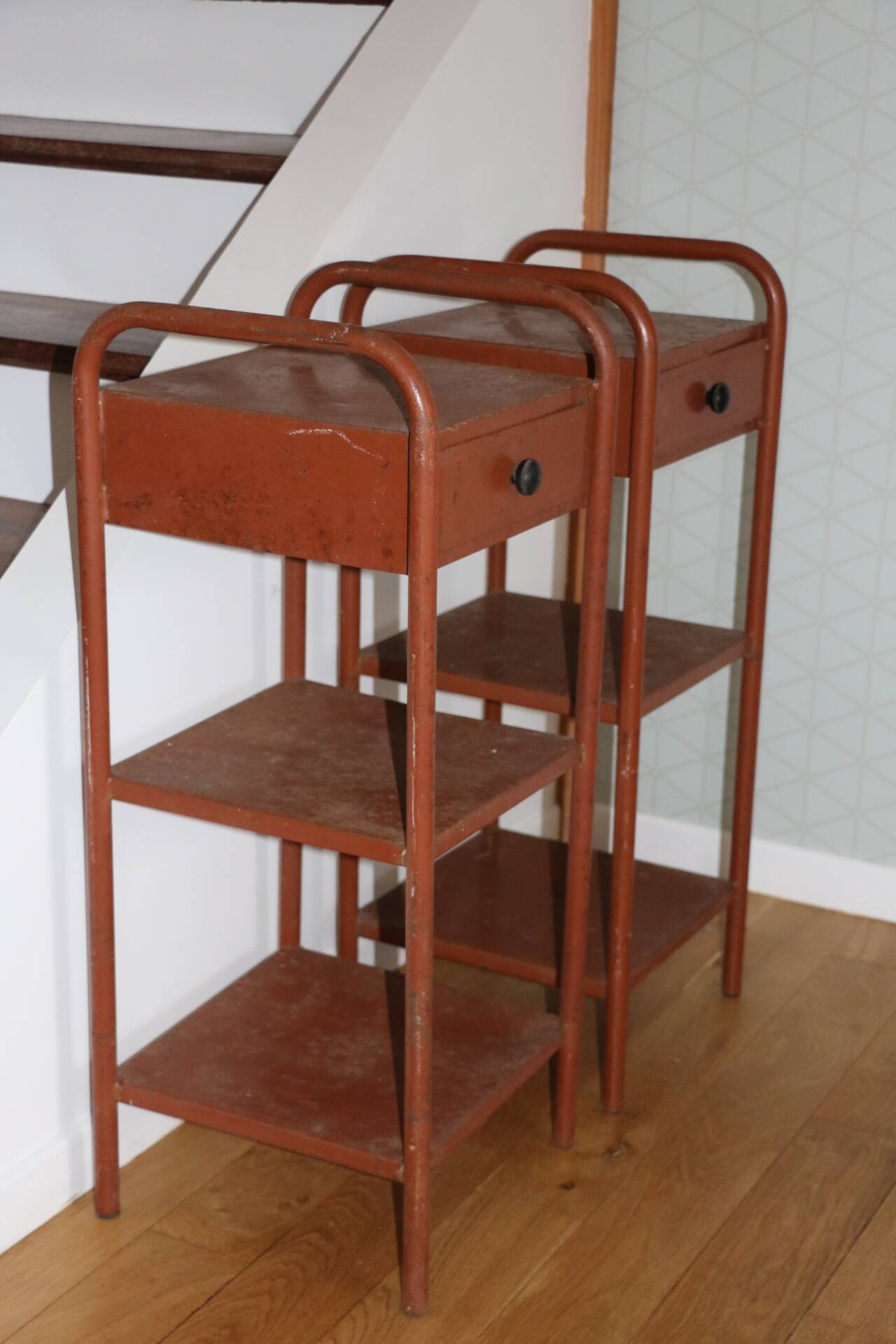 Paire de chevets d’internat métal 1960